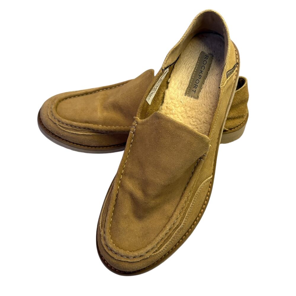 Rockport Men's 9.5 M Beige Nubuck Axelrod Loafer Shoe Faux‎ Sherpa Casual